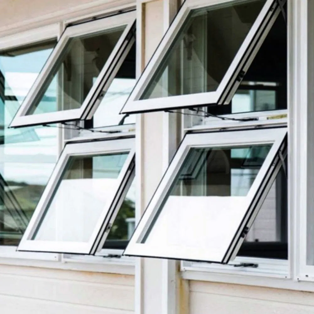 Ventana de toldo de aluminio para ventilación exterior de vidrio comercial