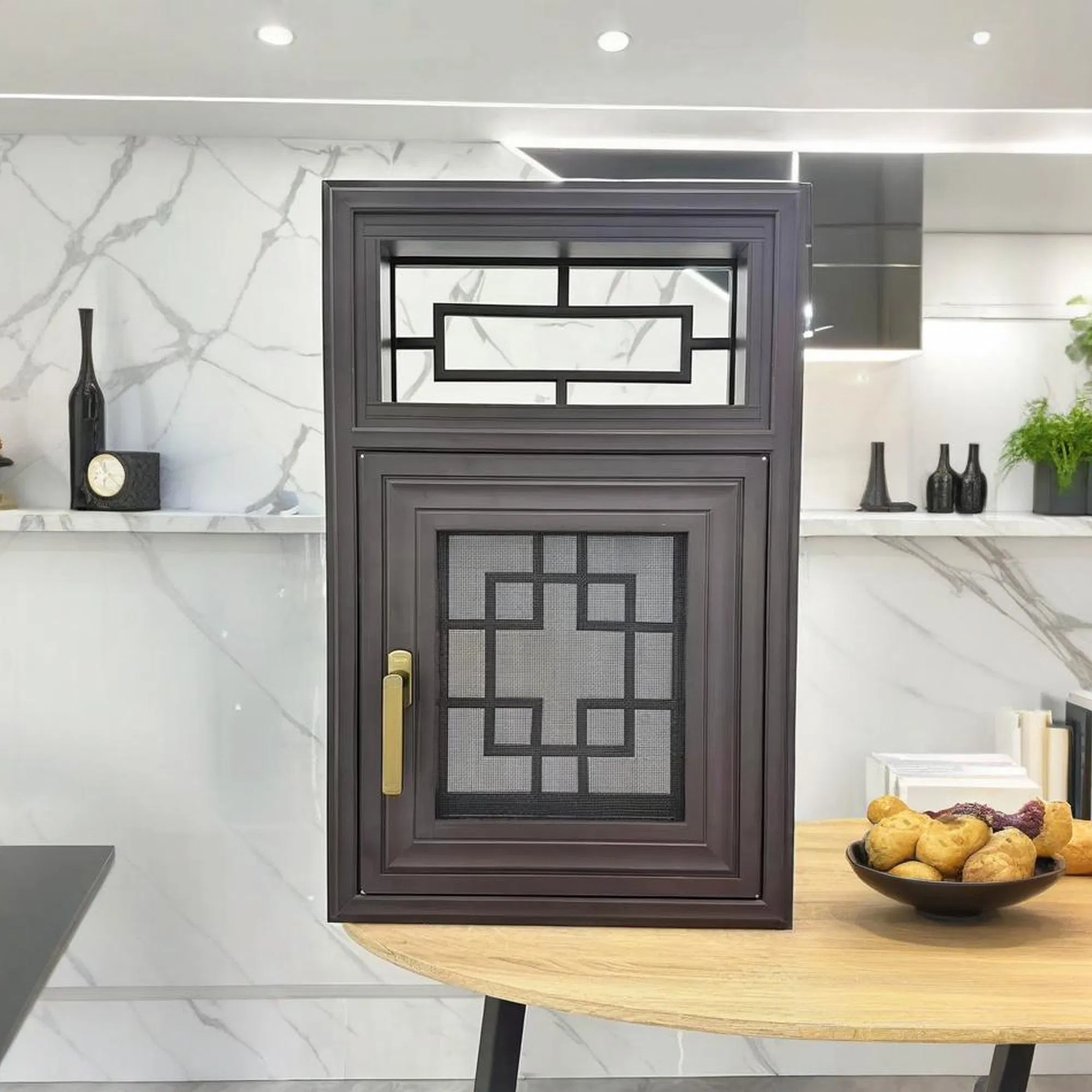 Ventana de casement de aluminio de alta calidad con diseño retro clásico estilo antiguo chino