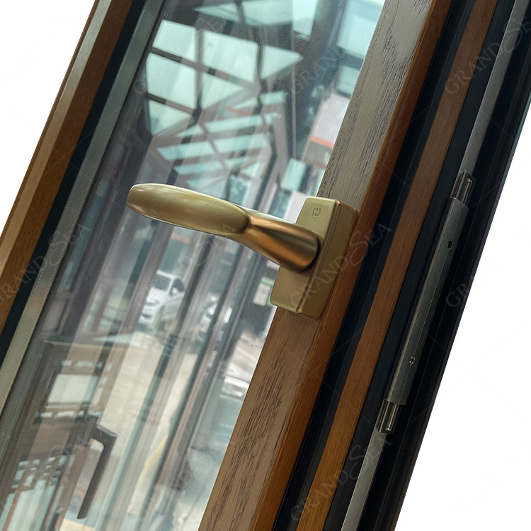 Ventana de madera revestida de aluminio con marco delgado, puerta y ventanas de medio arco de apertura oscilante del mercado canadiense