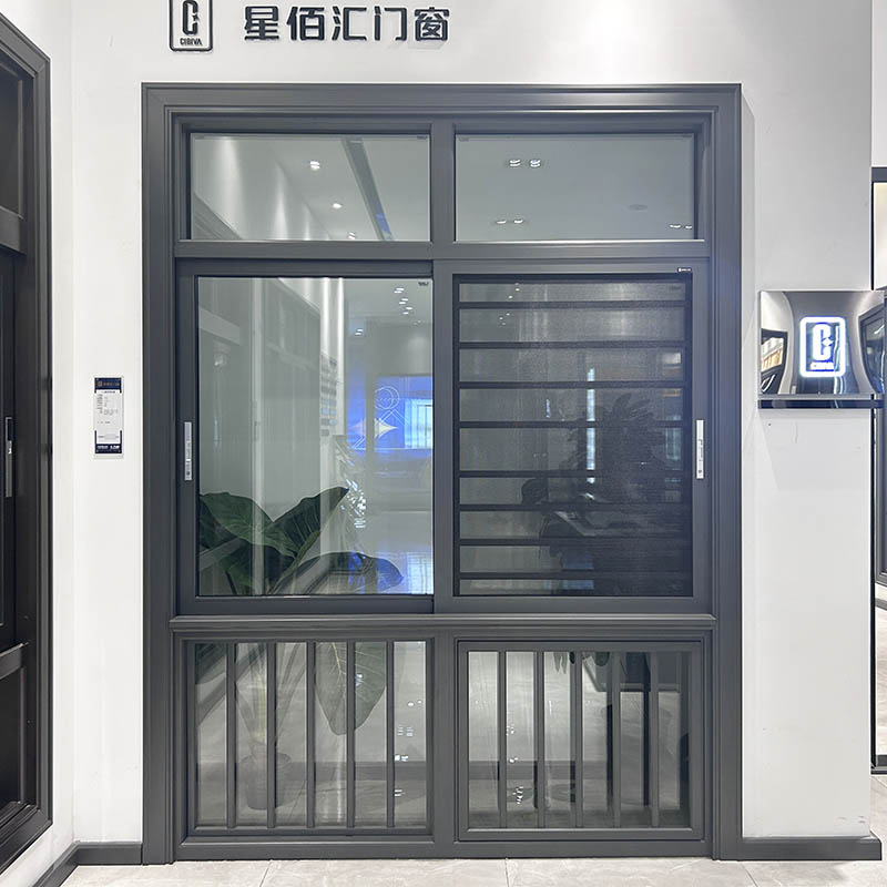 Ventanas de vidrio deslizantes verticales de aluminio negro americano con mosquitera