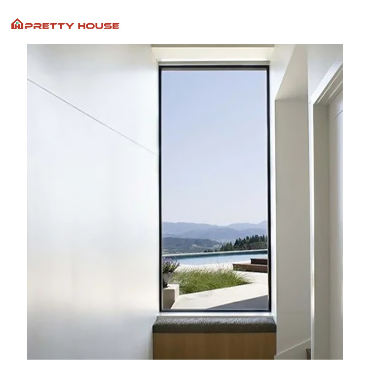 Ventana de imagen residencial delgado estrecho Slimline aluminio Marco templado vidriado Ventana fija