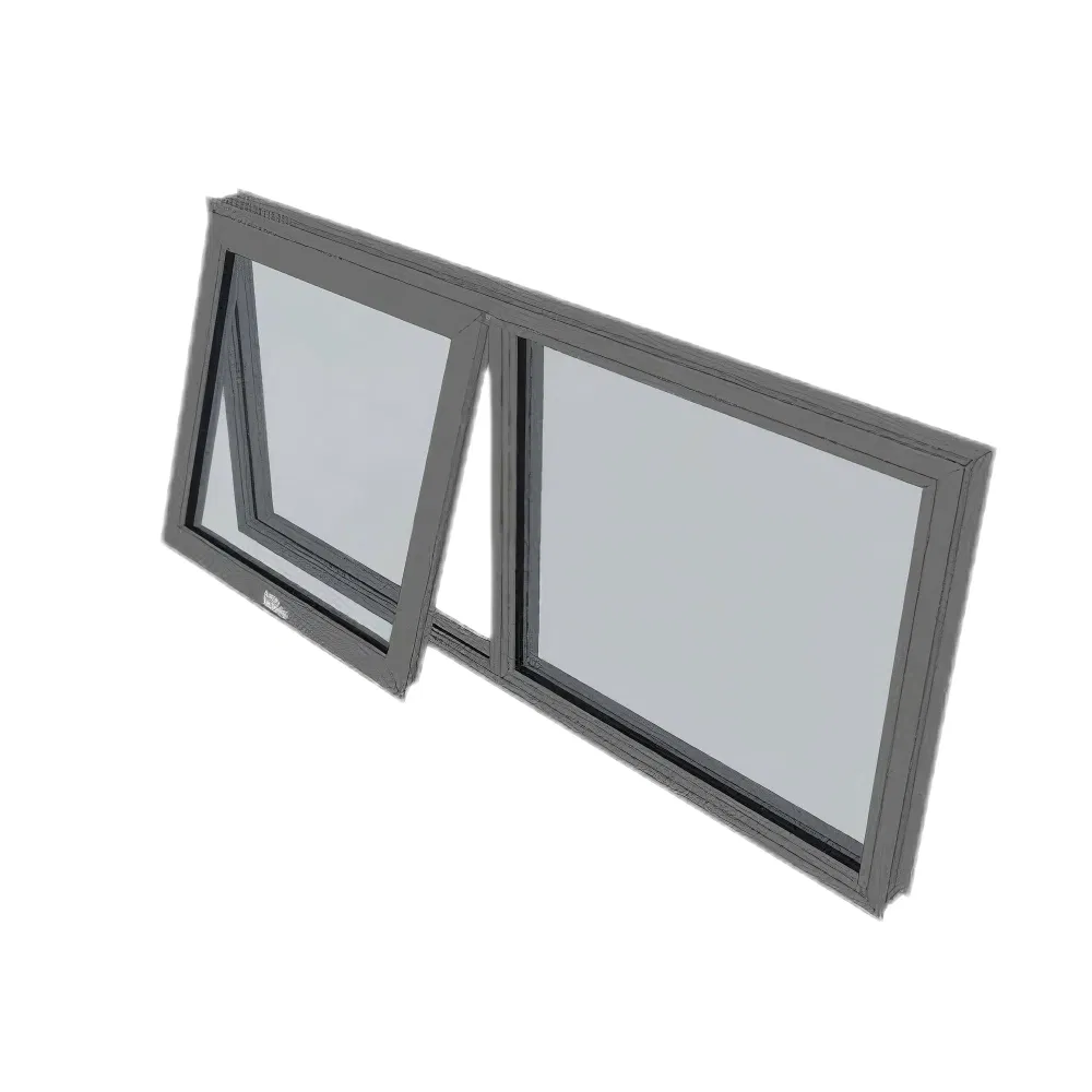 Ventana de toldo de aluminio con ruptura térmica de vidrio templado transparente de doble acristalamiento eficiente en energía para apartamentos de hotel