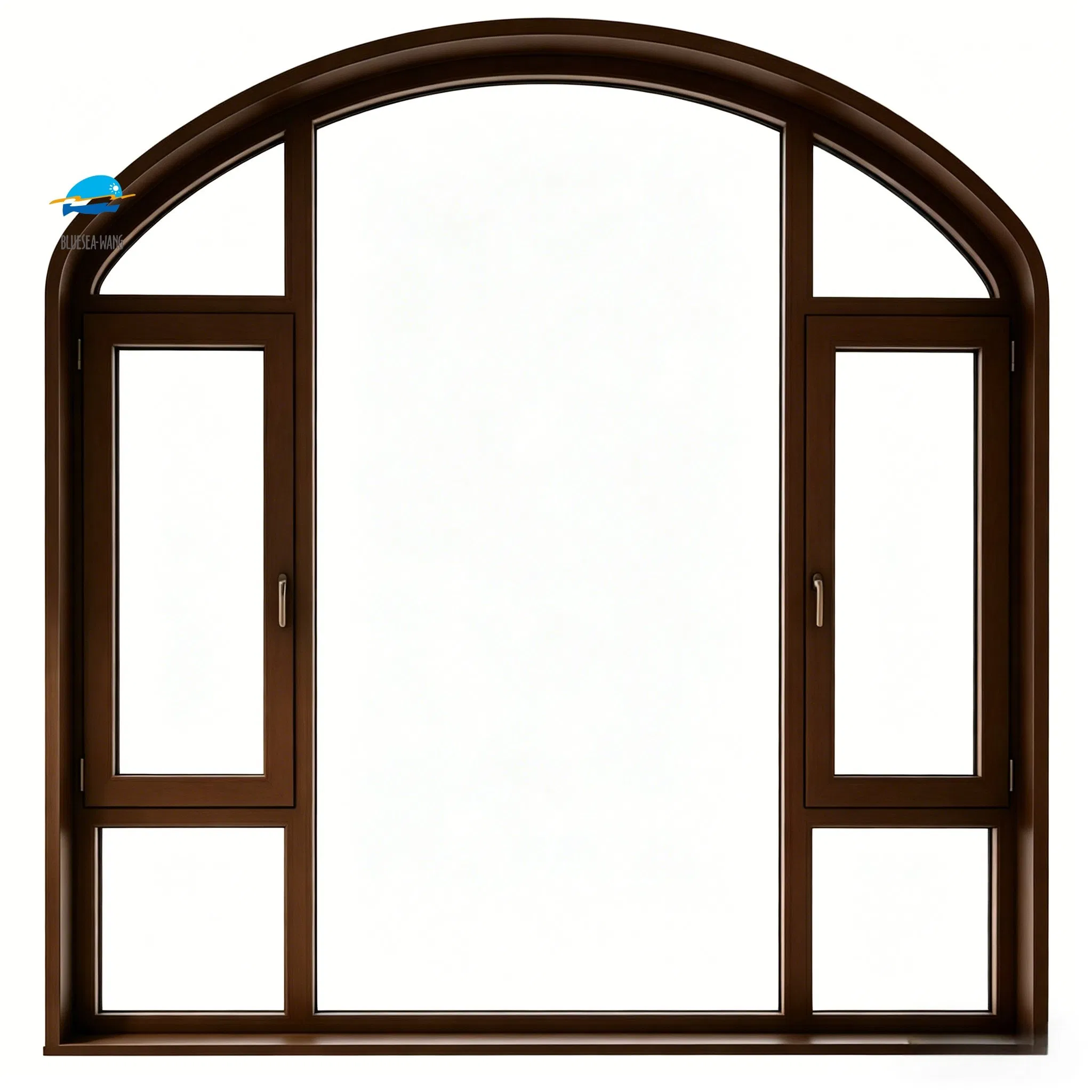 Ventana de casement de aluminio arqueada personalizada para villa
