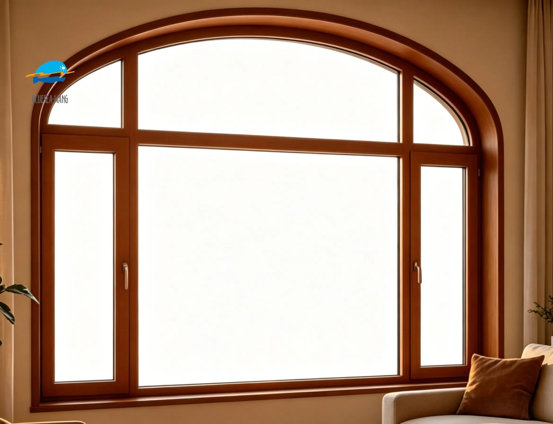 Ventana de casement de aluminio arqueada personalizada para villa