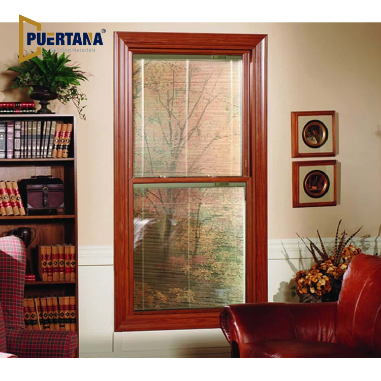 Ventanas de madera con revestimiento de aluminio en estilo colonial, ventanas de doble y simple hoja deslizante vertical para casa de campo