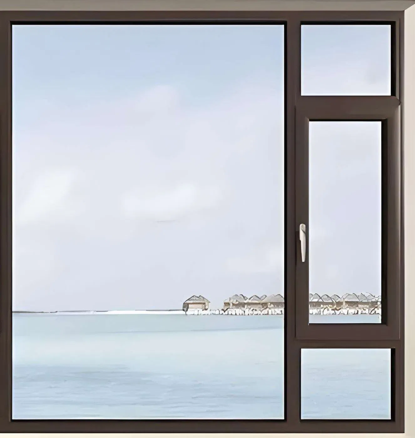 Ventana de aleación de aluminio con copas de vidrio templado para luz natural