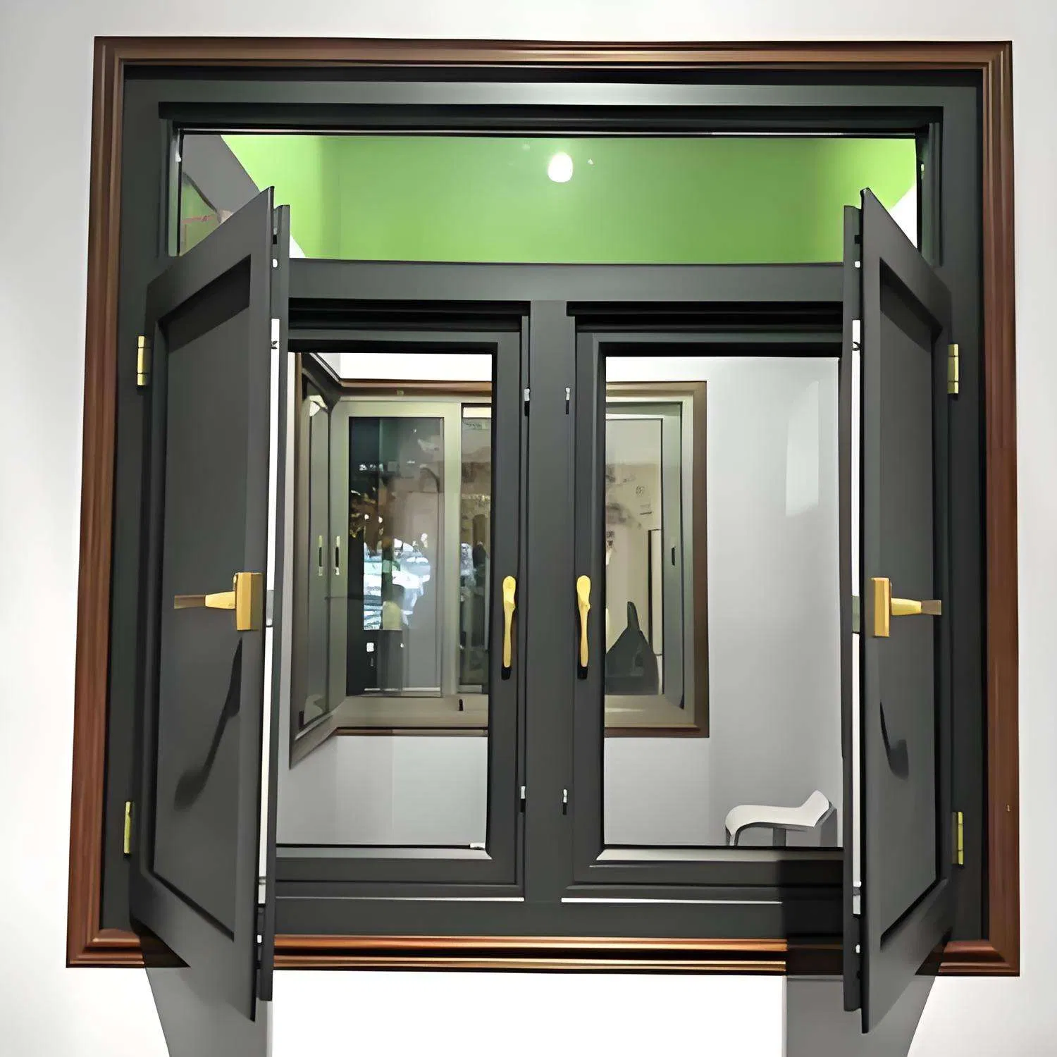 Ventana de aleación de aluminio con copas de vidrio templado para luz natural