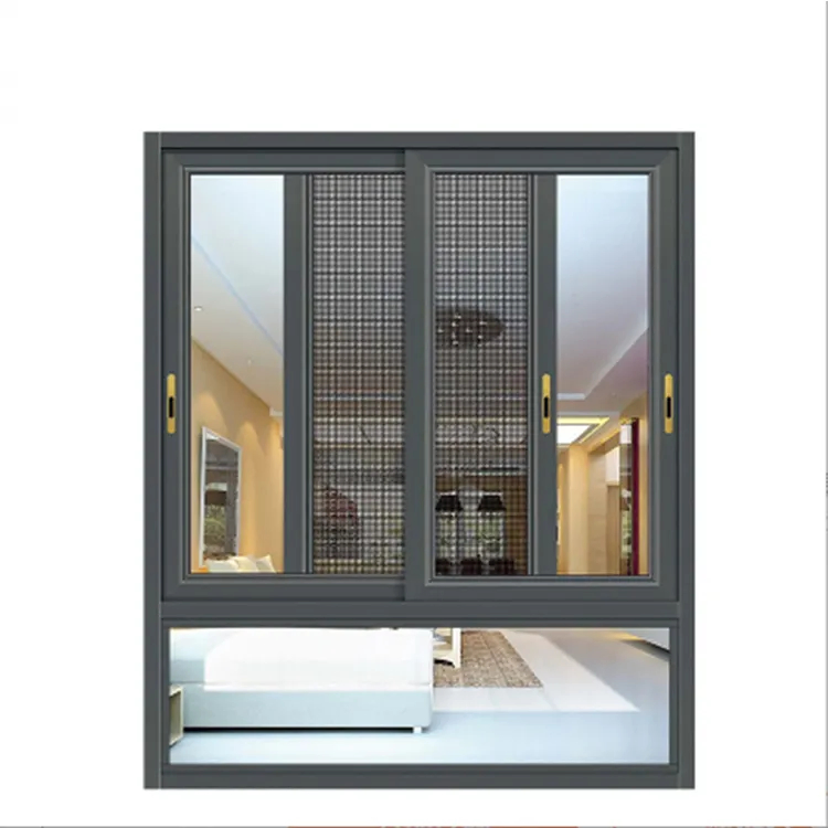 Ventanas deslizantes de aluminio doble acristalamiento PA, nuevo estilo, ventana de aluminio negra de lujo