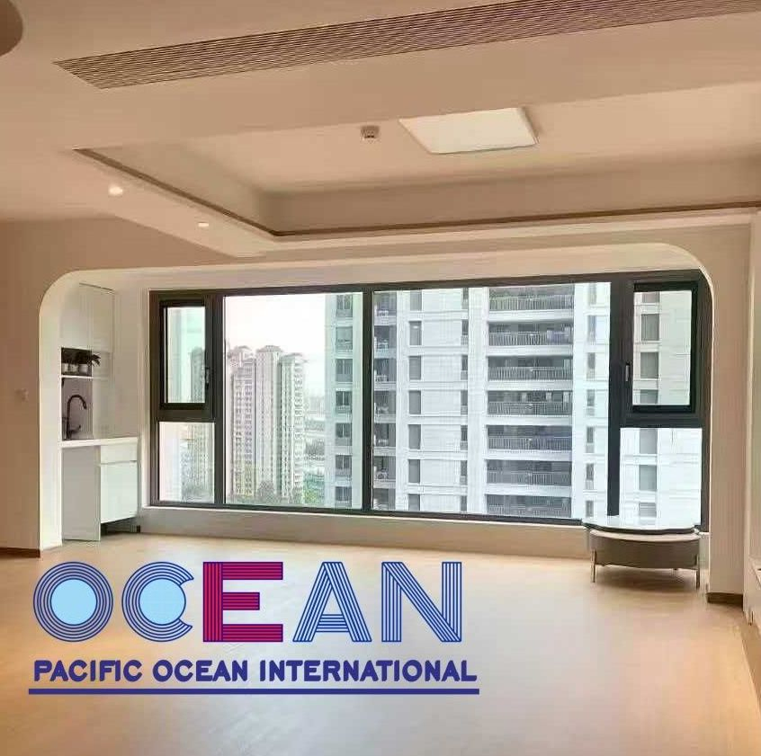 Ventana de casement de aleación de aluminio de fábrica del océano Pacífico de China con doble vidrio a prueba de sonido, con mosquitera, con ruptura térmica de aleación de aluminio y a prueba de viento