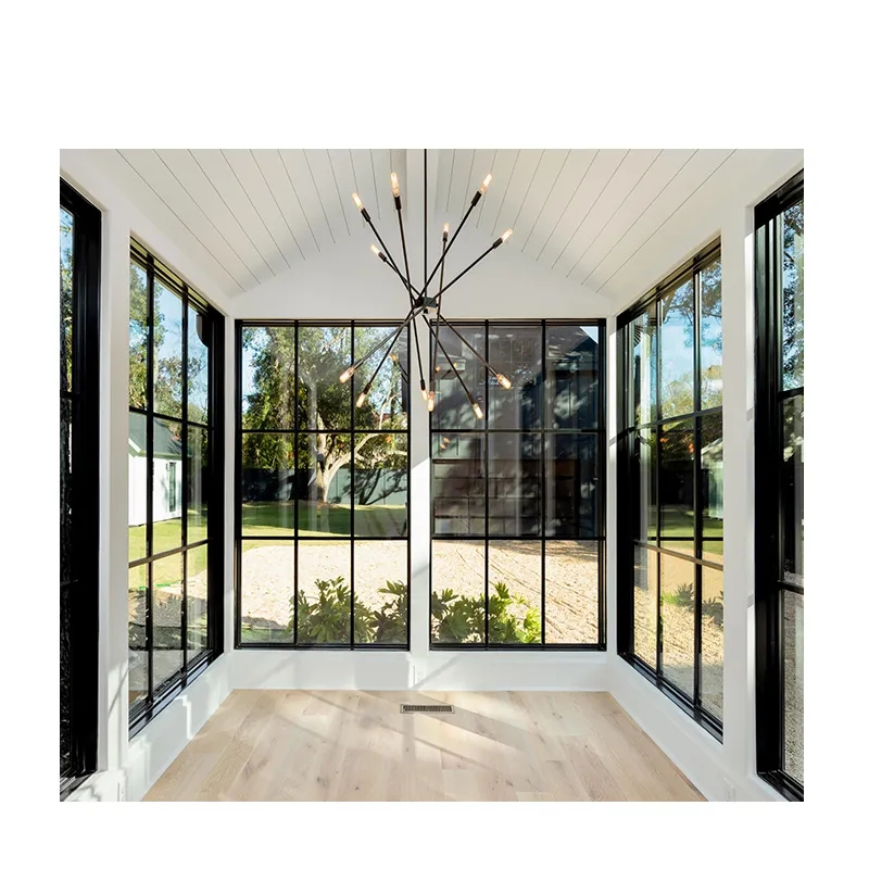 Fabricante principal de China Ventanas arquitectónicas fijas negras personalizadas Ventanas modernas de aleación de aluminio