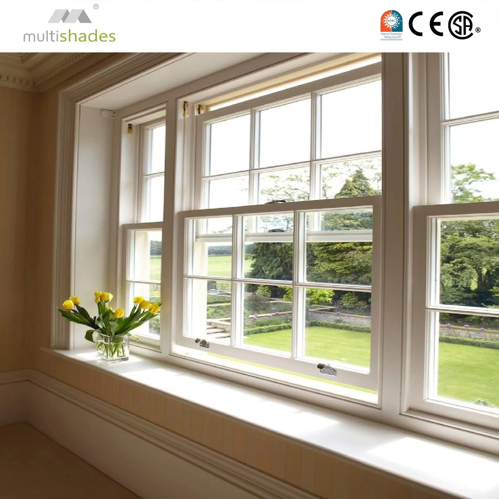 Ventana de doble acristalamiento resistente a huracanes personalizada de aluminio negro para renovación de casas antiguas americanas Multishades