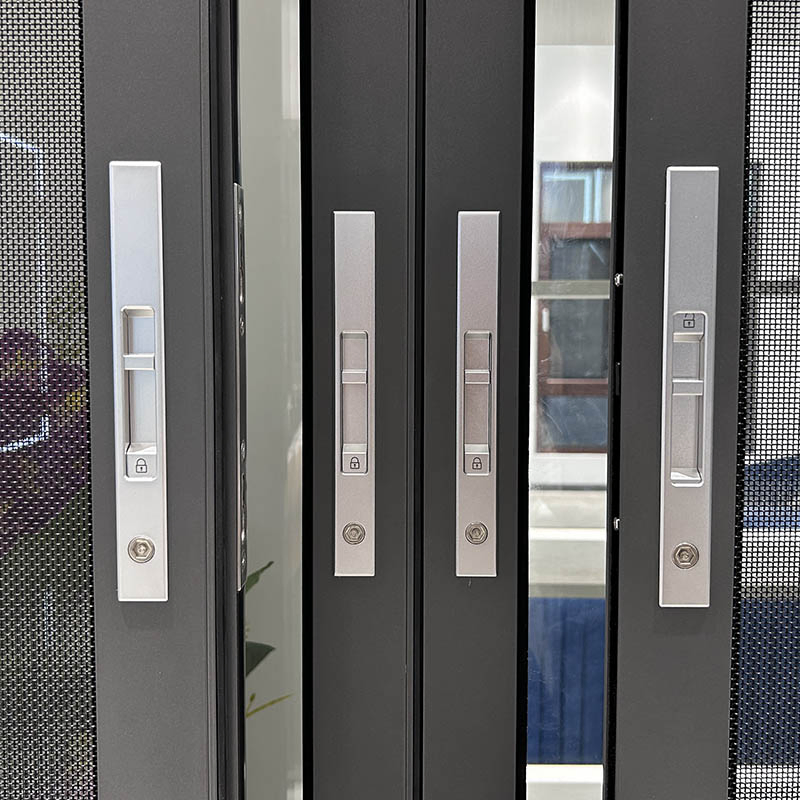 Ventanas de vidrio deslizantes verticales de aluminio negro americano con mosquitera