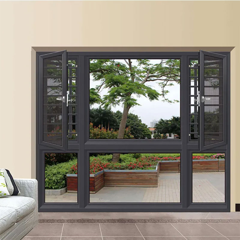 Certificación Nfrc personalizada de ventanas de aluminio de doble acristalamiento con ruptura térmica, ventana de casement francesa