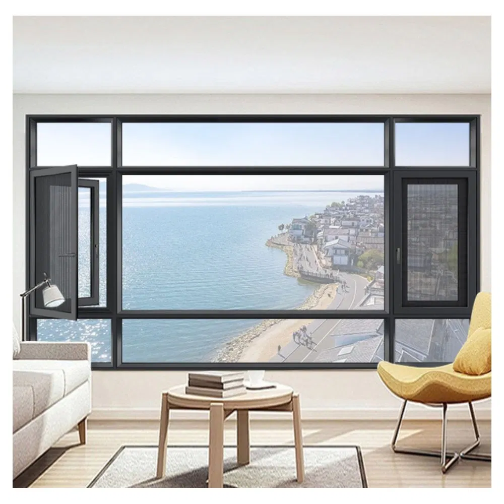 Perfil de aleación de aluminio con ruptura térmica fábrica personalizada ventana de aluminio de doble acristalamiento