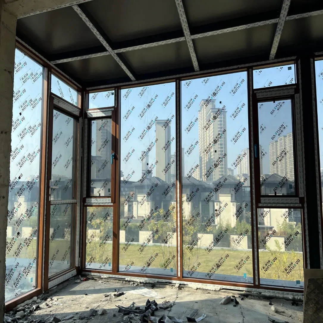 Ventana de doble acristalamiento de aluminio negro moderno y popular con apertura oscilobatiente