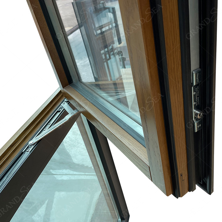 Ventana de madera revestida de aluminio con marco delgado, puerta y ventanas de medio arco de apertura oscilante del mercado canadiense