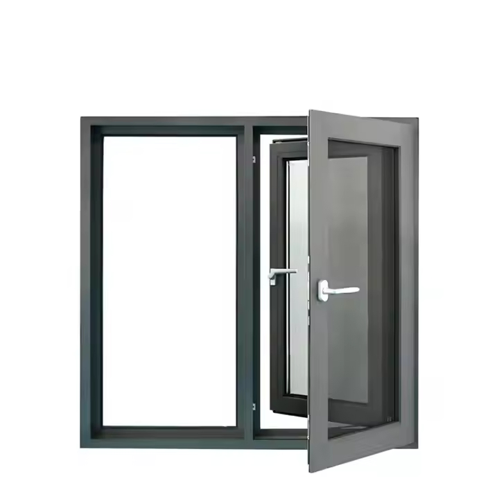 Ventana de Sash Americana de Fábrica de Vidrio de Aluminio de Una Sola Hoja Negra con Ruptura Térmica Ventana de Tripletas