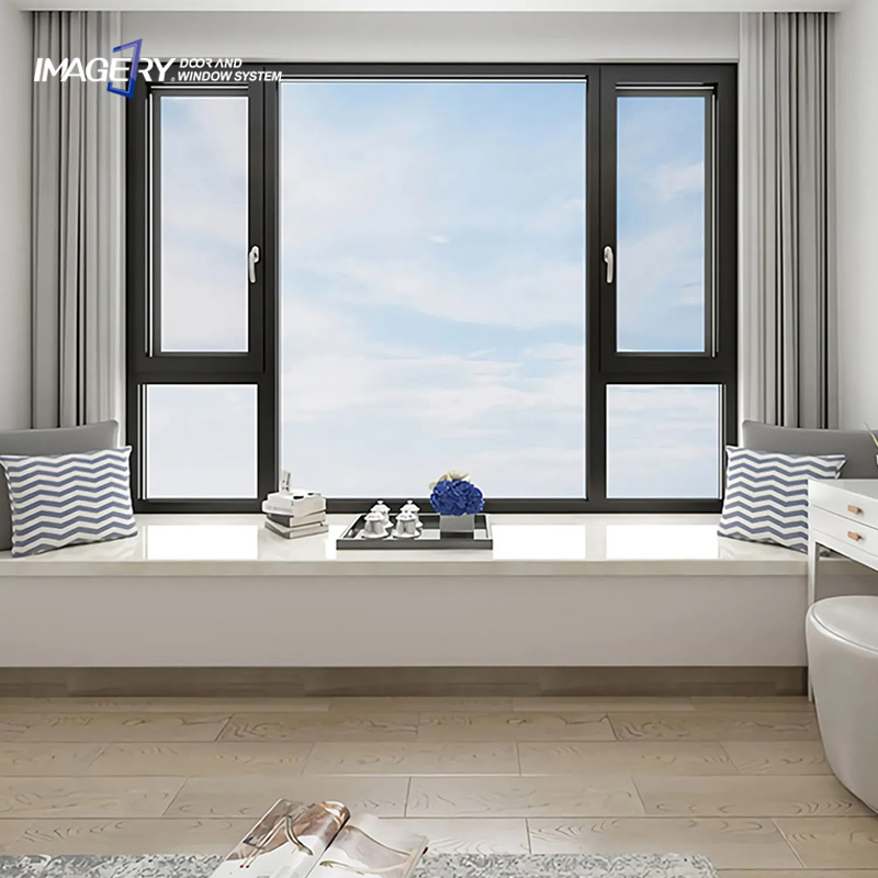 Ventana de dos hojas de casement de aluminio con doble acristalamiento