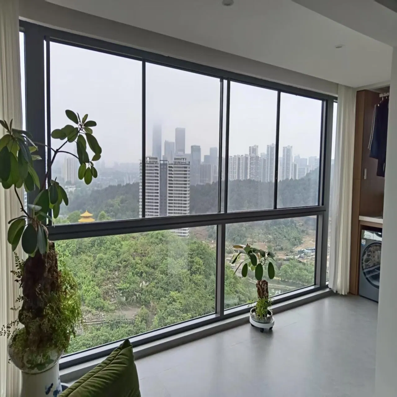 7. Ventana deslizante de vidrio templado doble de aluminio con ruptura térmica de aleación de aluminio, baja emisividad para ahorro de energía