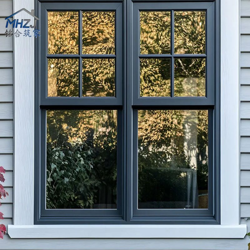 Ventana deslizante vertical de doble y simple hoja de aluminio con pantalla, tipo americano, con parte superior colgante