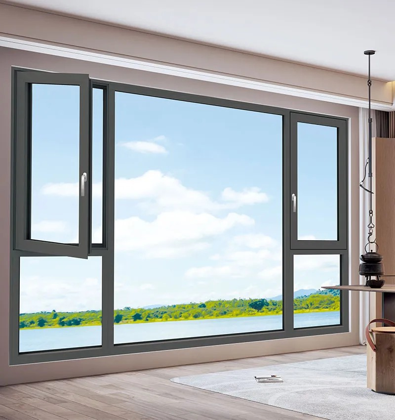 Ventana oscilobatiente con ruptura térmica y mosquitera, ventana de aluminio con aislamiento térmico