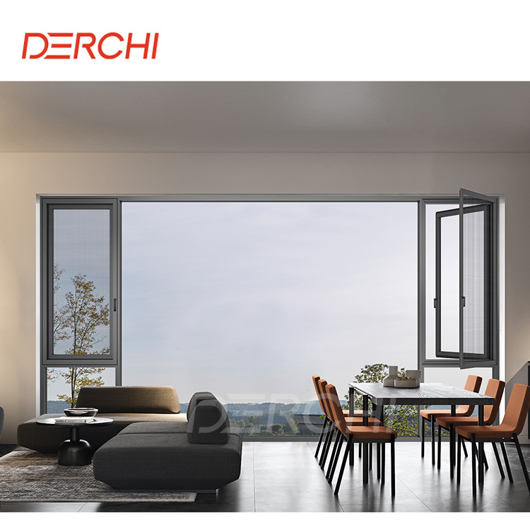 Impacto de huracán, inclinación y giro, ventana de aluminio con cristal simple y doble, diseño de reja, toldo, bisagra, oscilante, cristal bajo, ventana francesa, ventana pasiva