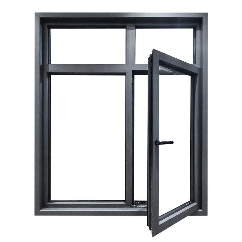 Ventana de casement moderna de aluminio negro con vidrio tintado