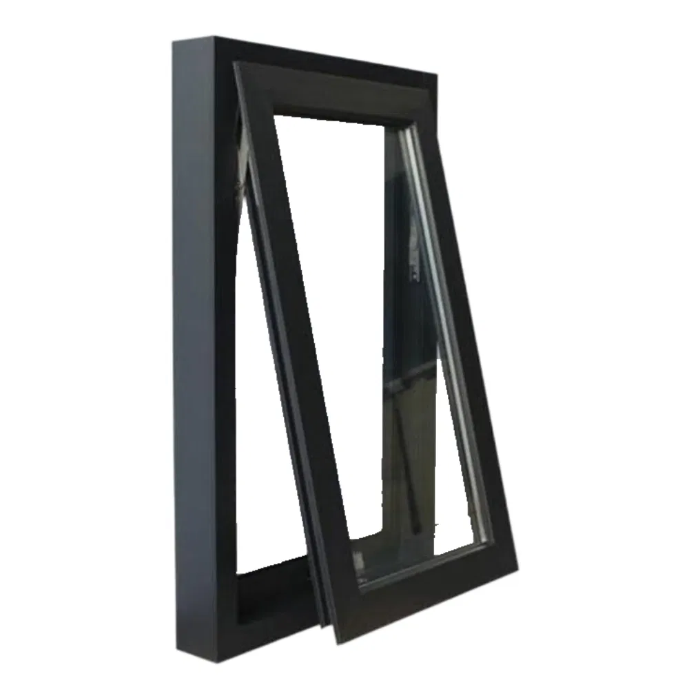 Ventana de toldo de aluminio con ruptura térmica de vidrio templado transparente de doble acristalamiento eficiente en energía para apartamentos de hotel