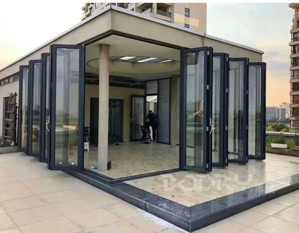 Mango de cobre vintage con vidrio negro arqueado de aluminio, puerta y ventana de cristal personalizadas para el hogar