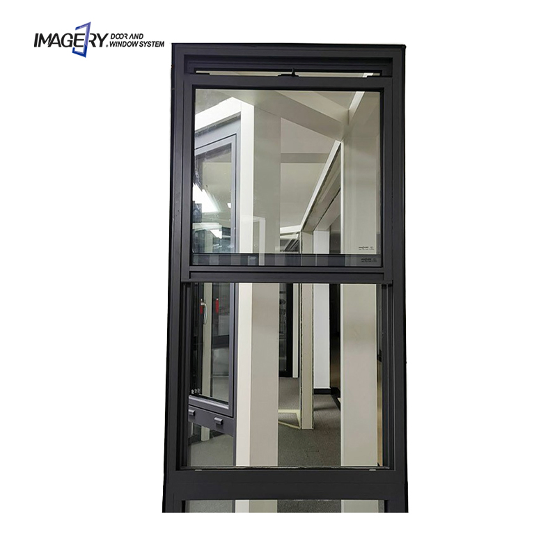 Diseño de rejilla de ventana de guillotina simple para cocina, ventana deslizante vertical de aluminio