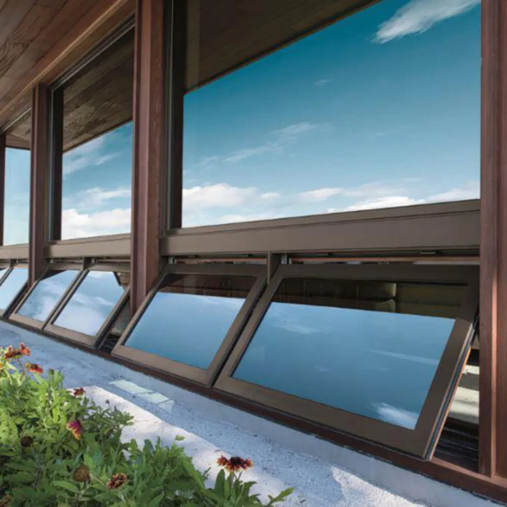 Ventana de toldo de aluminio para ventilación exterior de vidrio comercial