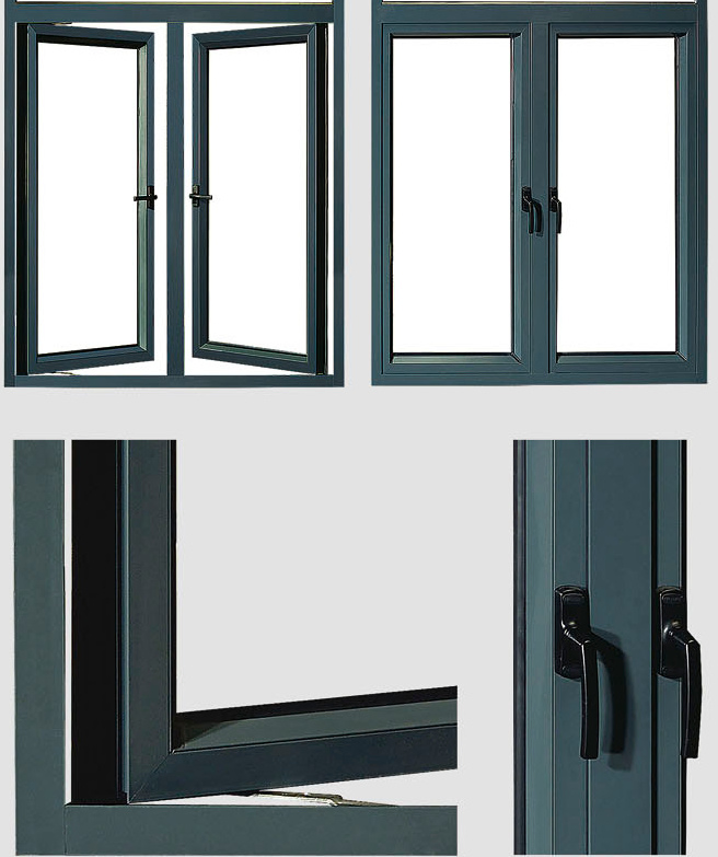 Marca líder de China, ventana de aluminio de alta calidad con hoja abatible / doble o simple