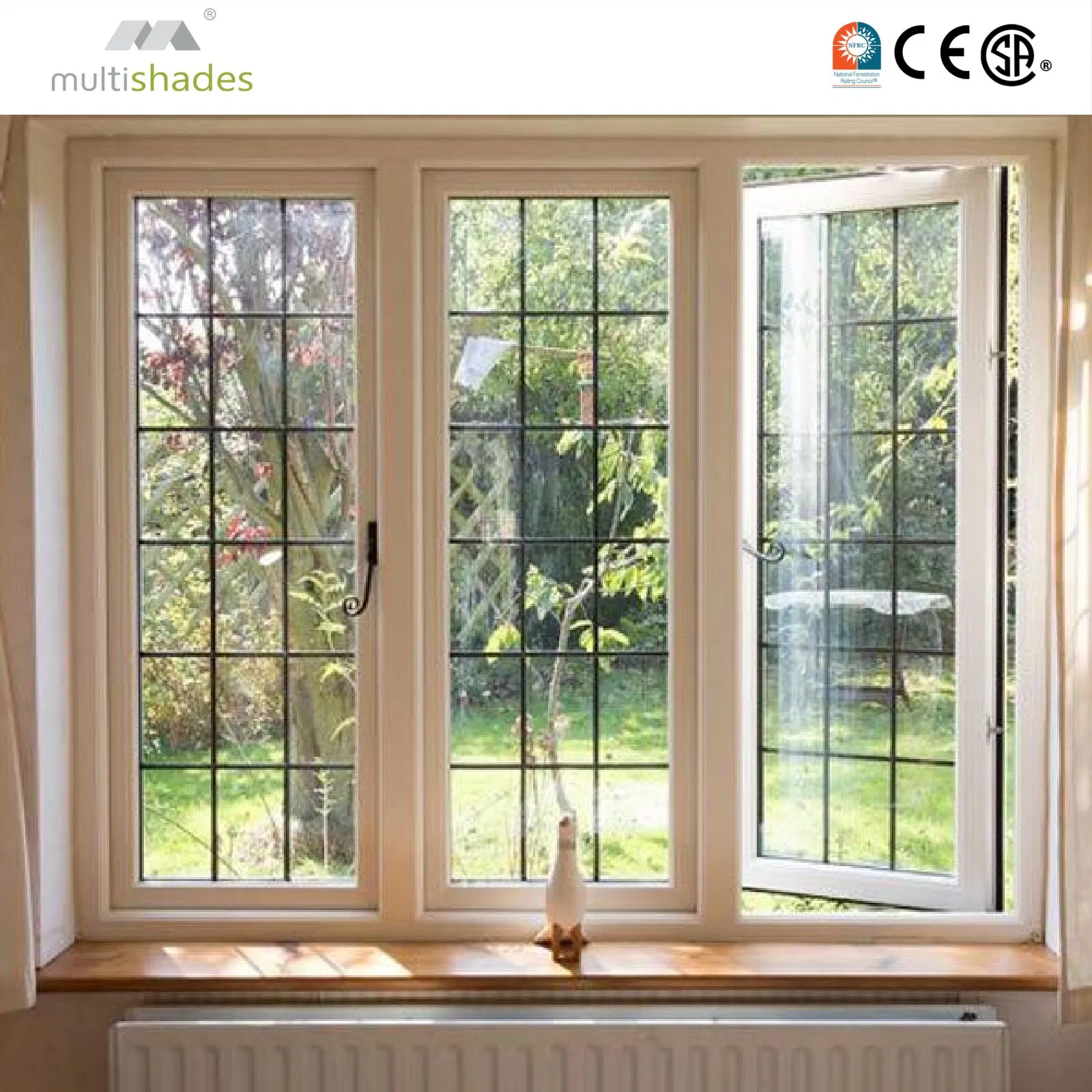 Ventana de aluminio estilo francés Multishades diseño retro ventana de guillotina con celosía ventana arqueada de lujo