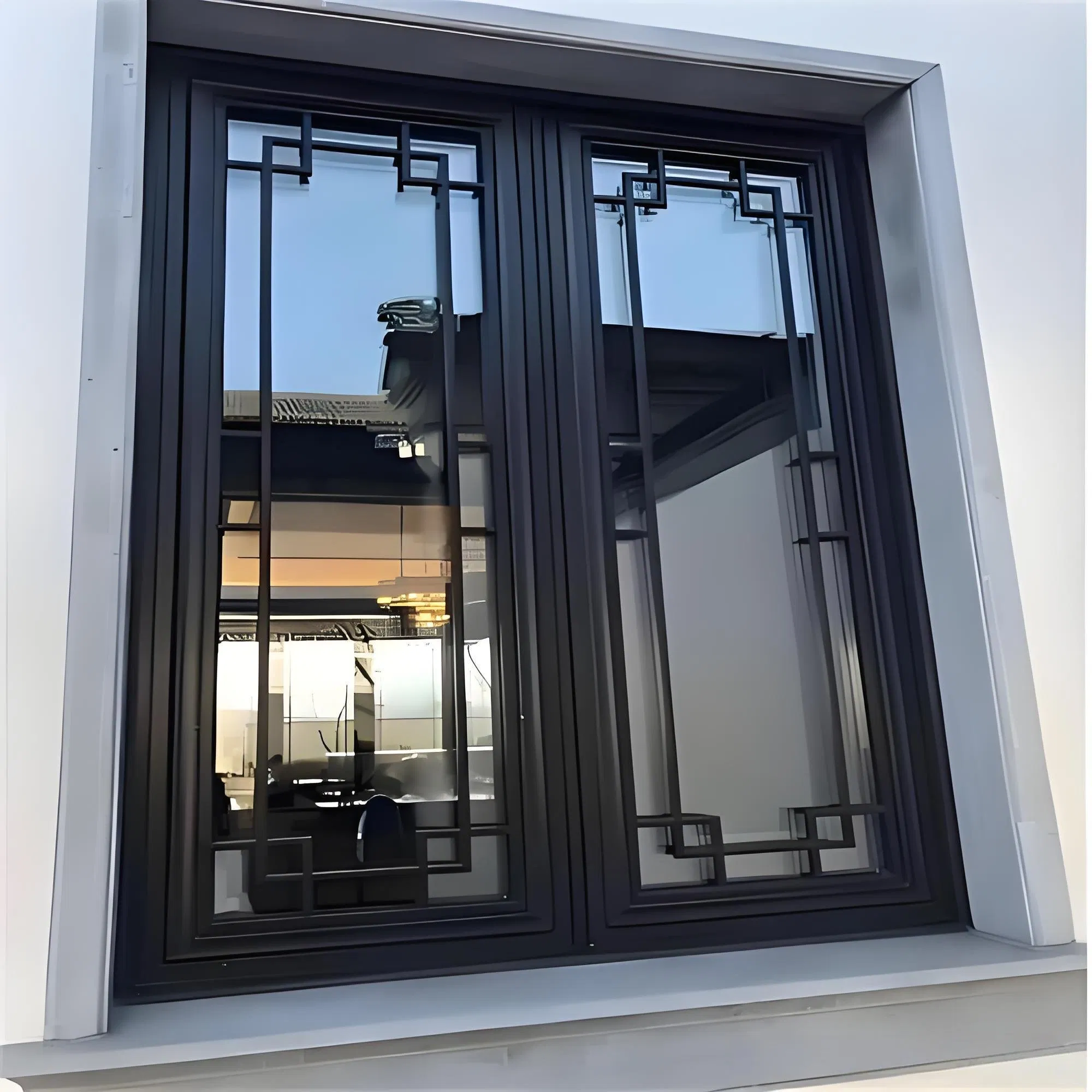 Ventana de casement de aluminio de alta calidad con diseño retro clásico estilo antiguo chino
