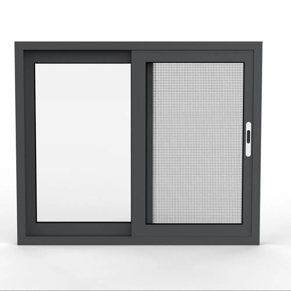 Fabricante de Puertas y Ventanas Ventana Deslizante de Aluminio de Doble Hoja con Red Antimosquitos Modelos Sistema de Puerta y Ventana Inteligente de Aluminio