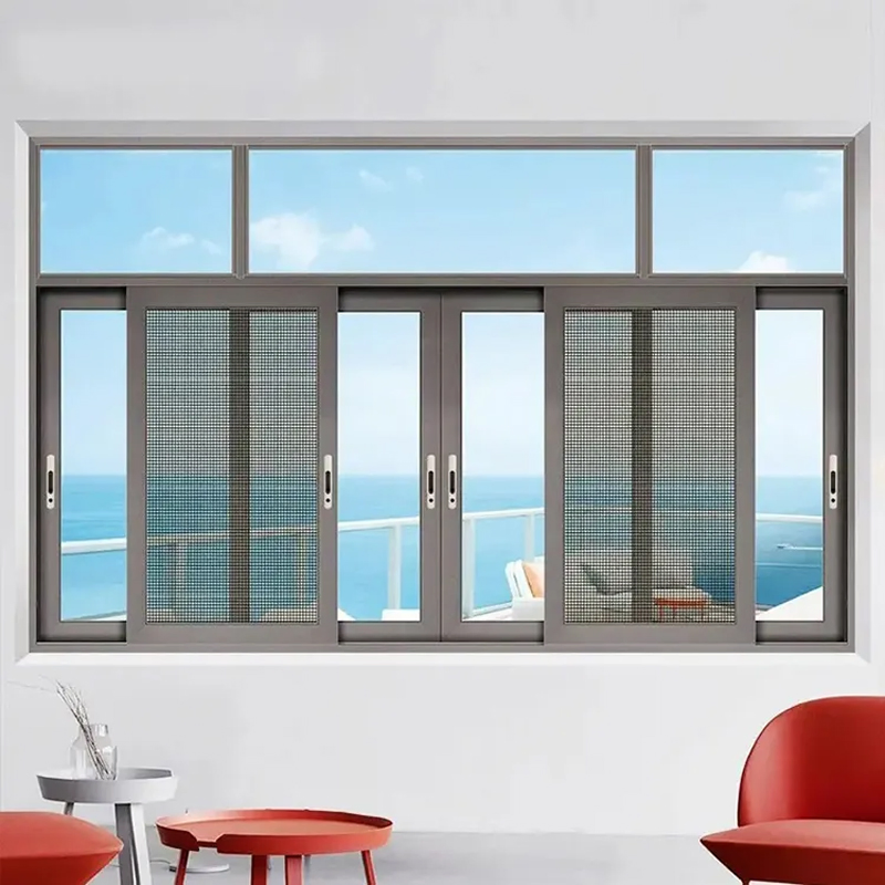 Mejor venta diseño de ventana de un solo panel exterior con marco de aluminio y vidrio deslizante