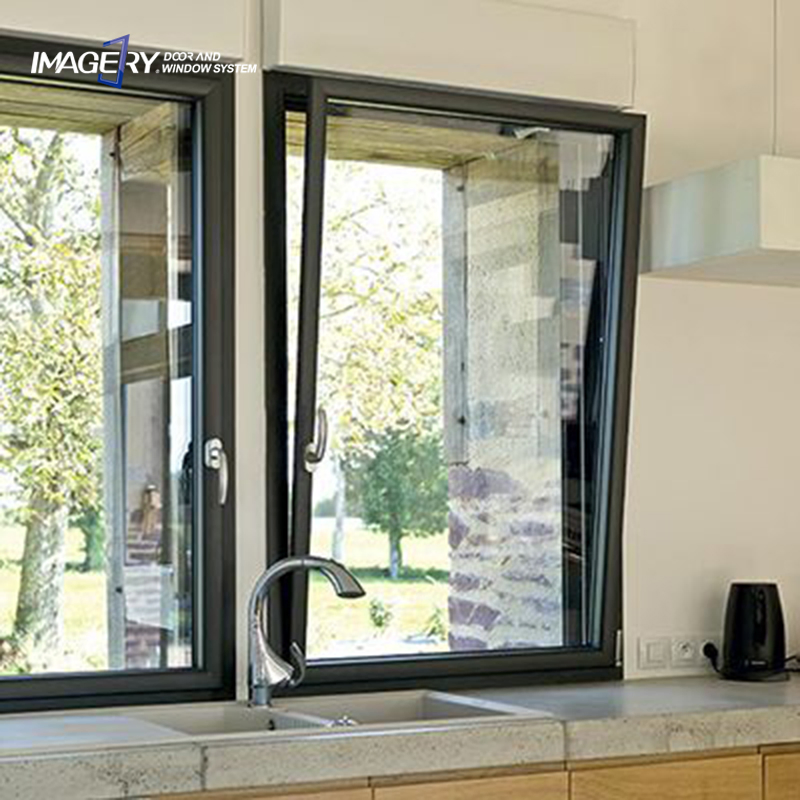 Ventanas de triple vidrio de aluminio con ruptura térmica de alta eficiencia estándar CE, de apertura oscilobatiente