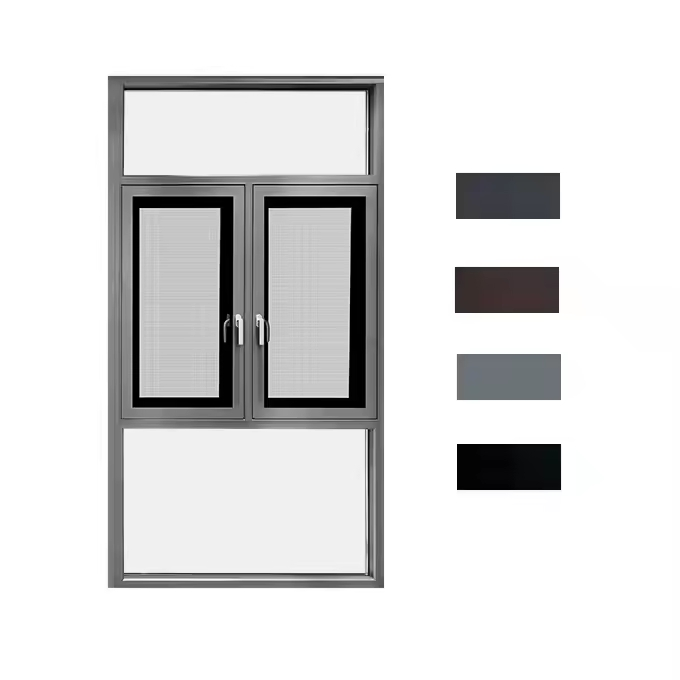 Ventana de Sash Americana de Fábrica de Vidrio de Aluminio de Una Sola Hoja Negra con Ruptura Térmica Ventana de Tripletas