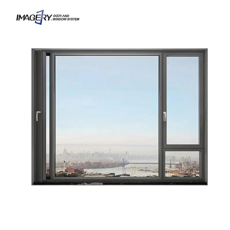 Ventana de dos hojas de casement de aluminio con doble acristalamiento