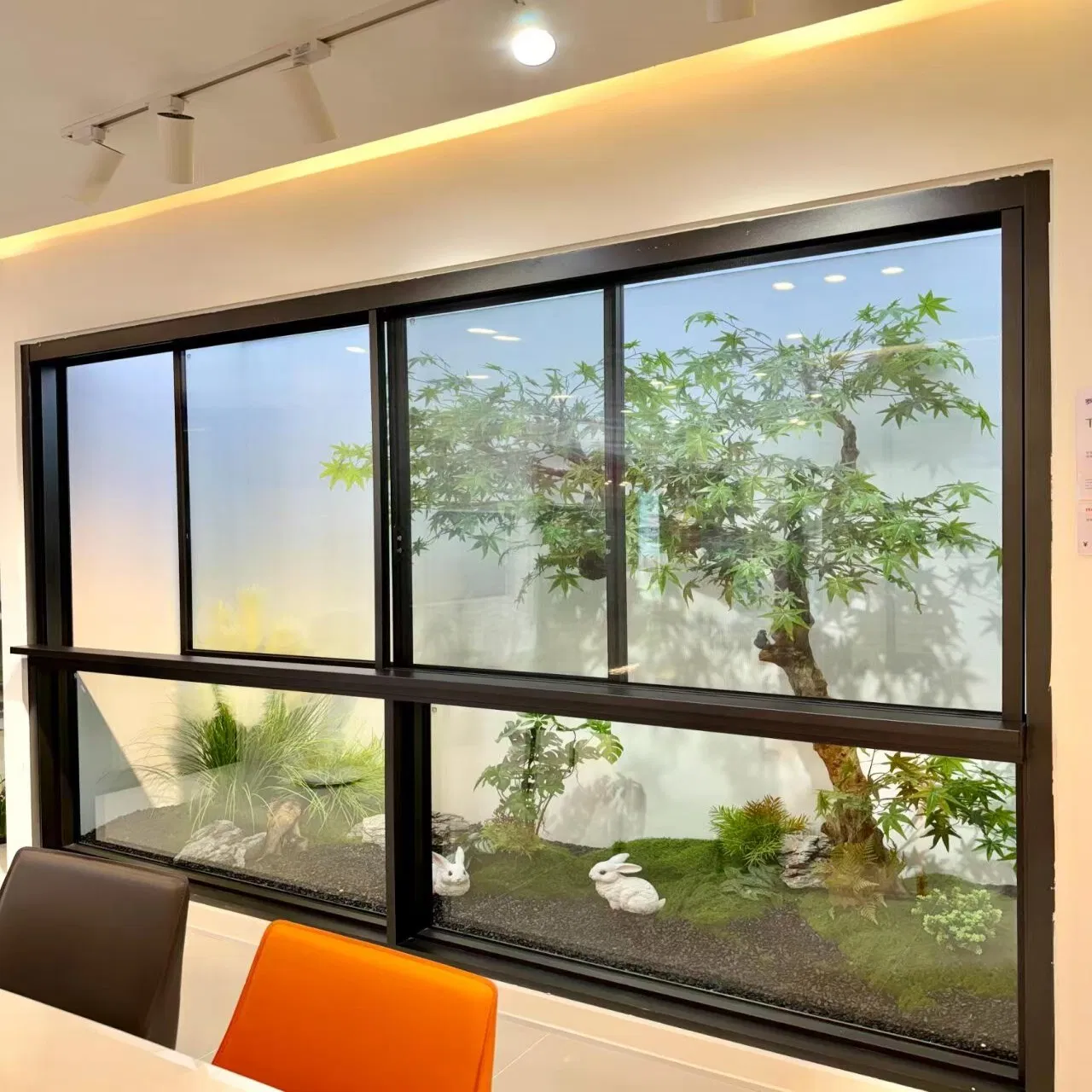 7. Ventana deslizante de vidrio templado doble de aluminio con ruptura térmica de aleación de aluminio, baja emisividad para ahorro de energía