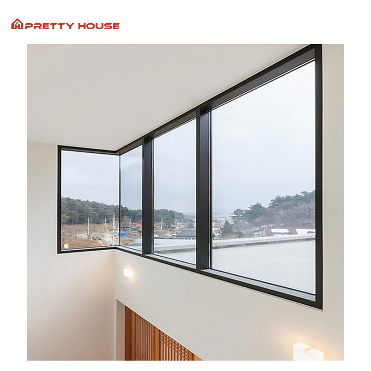 Ventana de imagen residencial delgado estrecho Slimline aluminio Marco templado vidriado Ventana fija