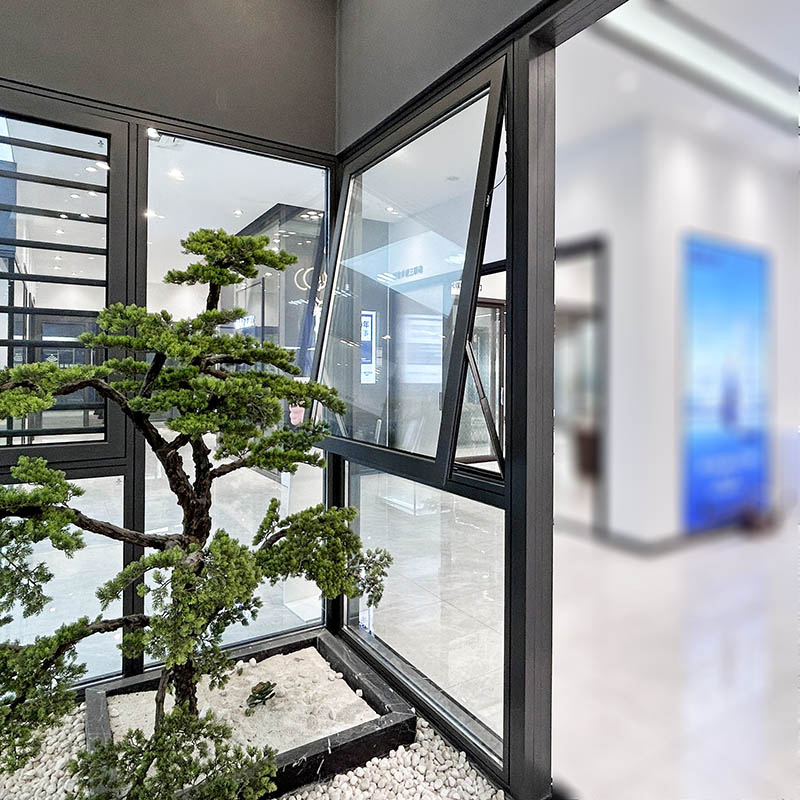 Materiales de construcción buen precio alto rendimiento ventana de toldo de aluminio con doble acristalamiento