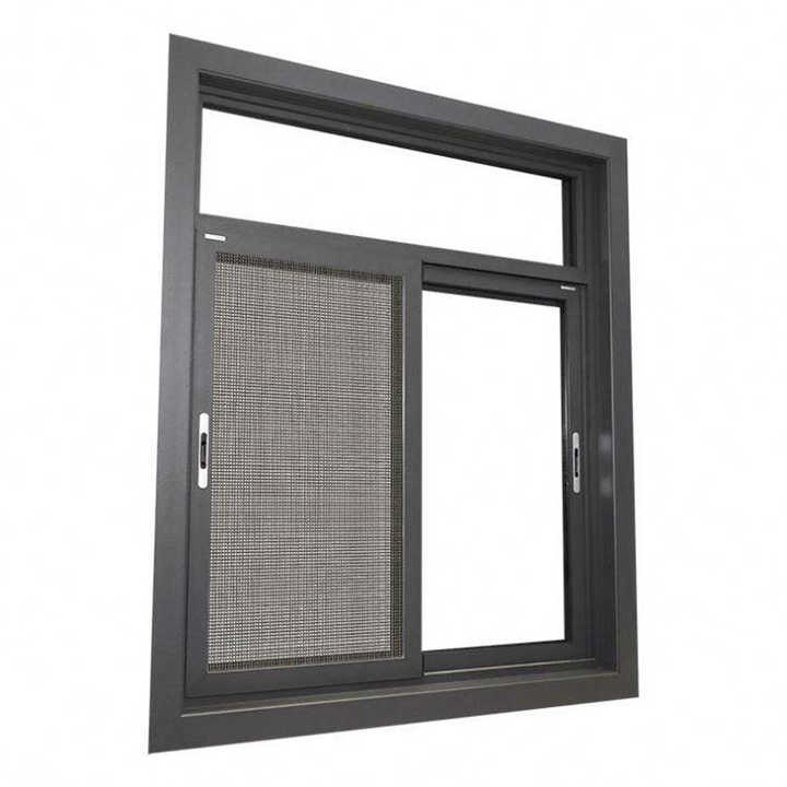 Ventana deslizante de aluminio premium con malla para mosquitos en marco negro