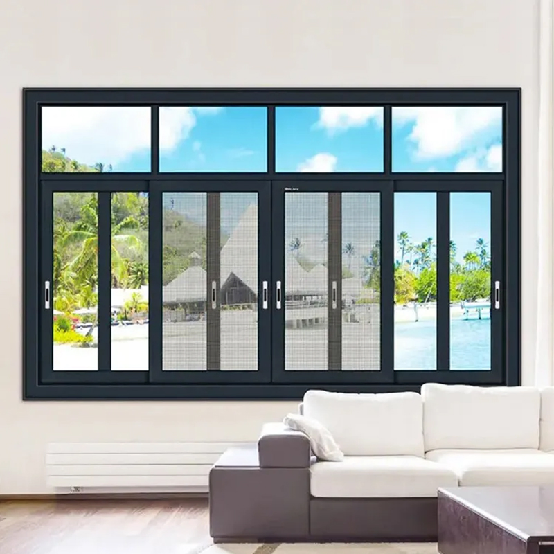 Mejor venta diseño de ventana de un solo panel exterior con marco de aluminio y vidrio deslizante