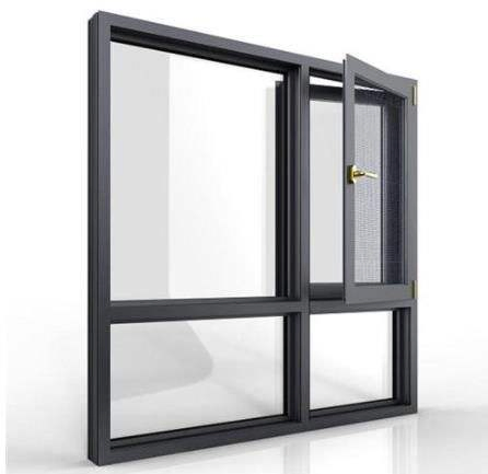 Ventana de casement moderna de aluminio negro con vidrio tintado