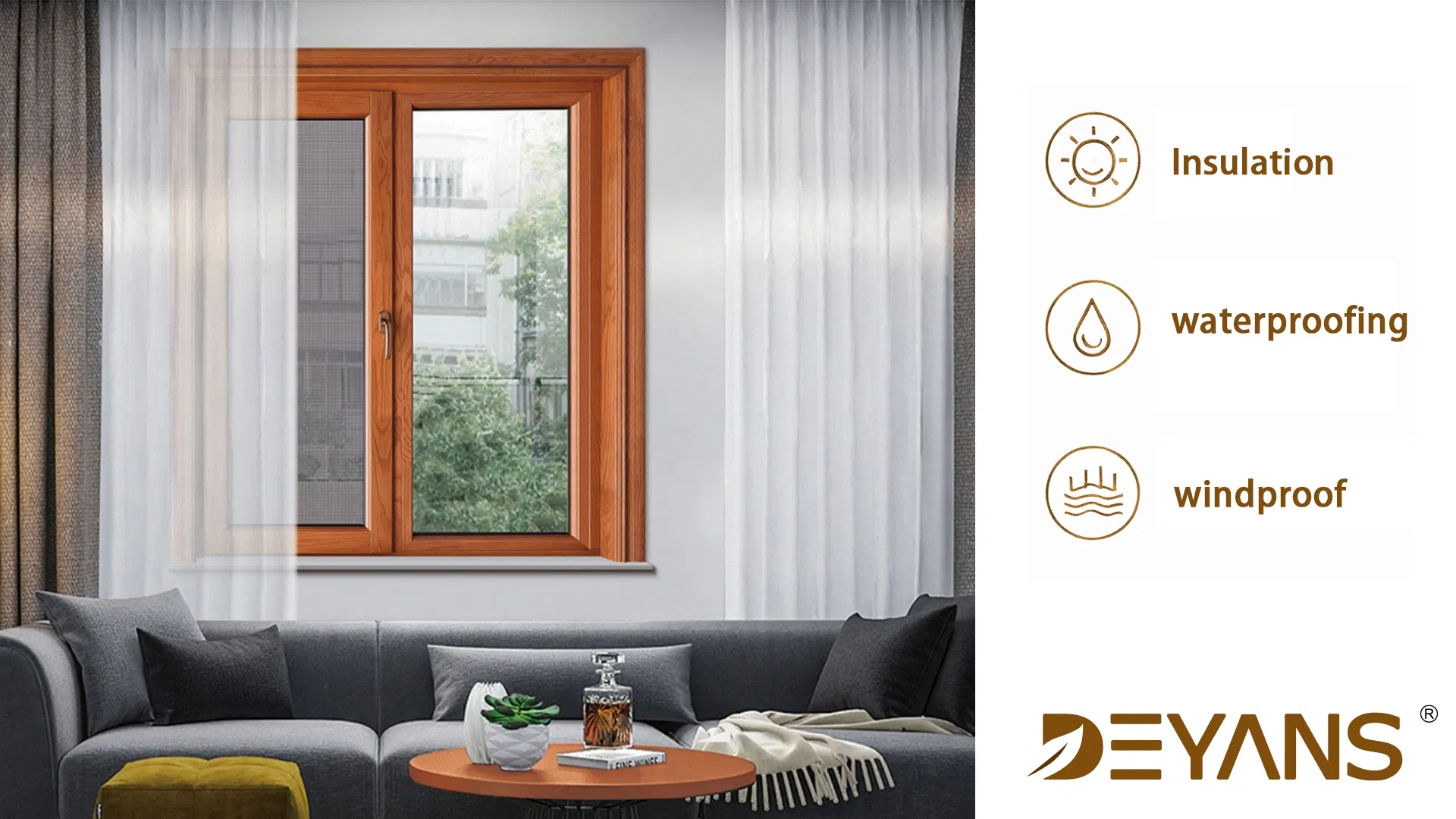 Ventana de casement de aluminio