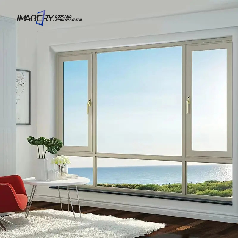 Ventana de dos hojas de casement de aluminio con doble acristalamiento