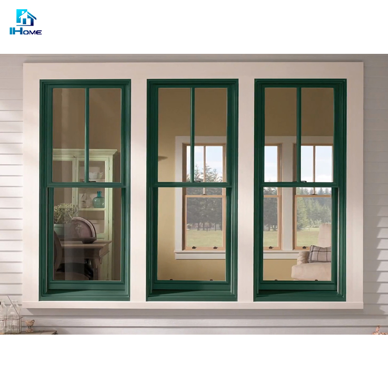 Diseño de reja de ventana de guillotina solo cocina colgados de aluminio de deslizamiento vertical deslizante de cristal de ventana toldo