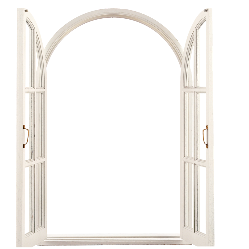Ventanas Francesas de Madera con Arco de Aluminio