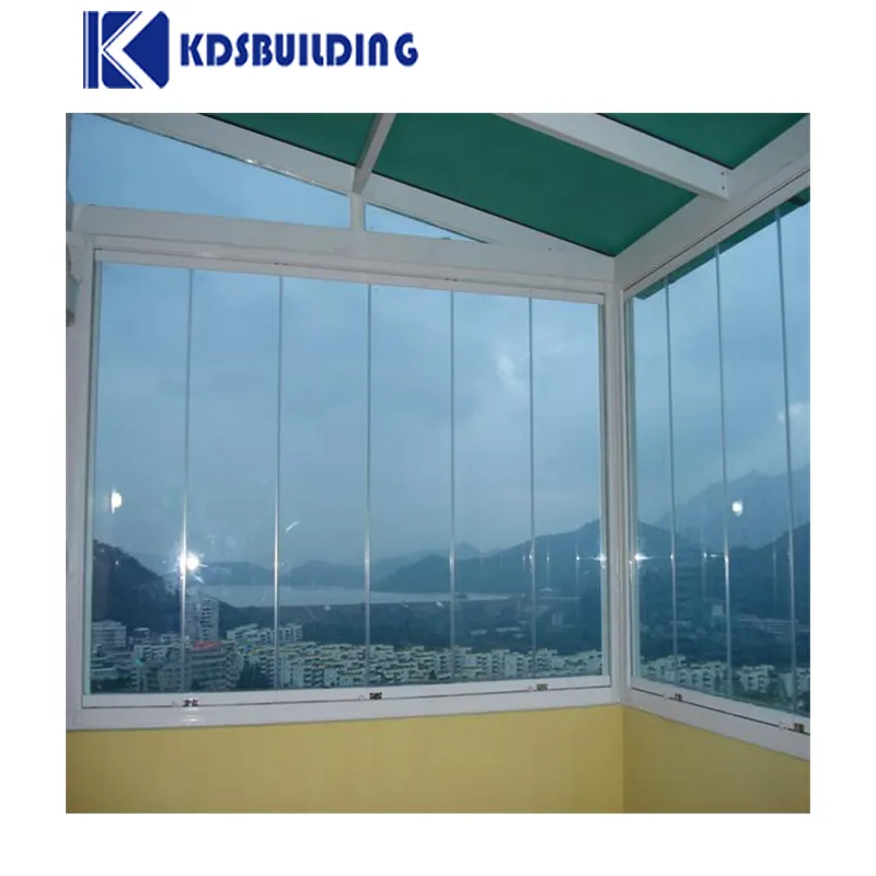 Precio de barandilla de vidrio sin marco de aluminio, puertas y ventanas plegables con marco delgado y deslizamiento horizontal